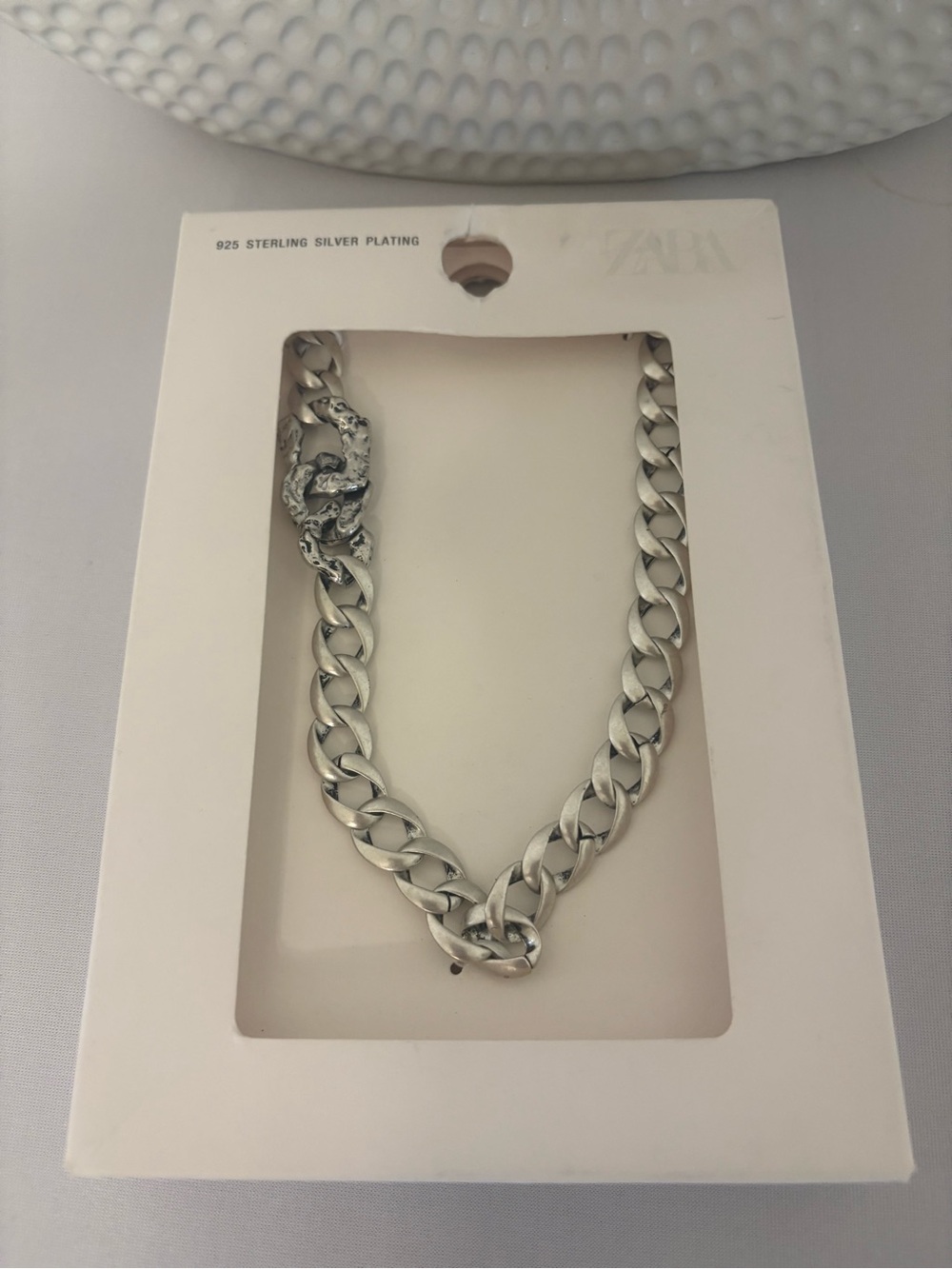 Zara Sterling Silver Plated Link Chain Necklace (Unisex)
